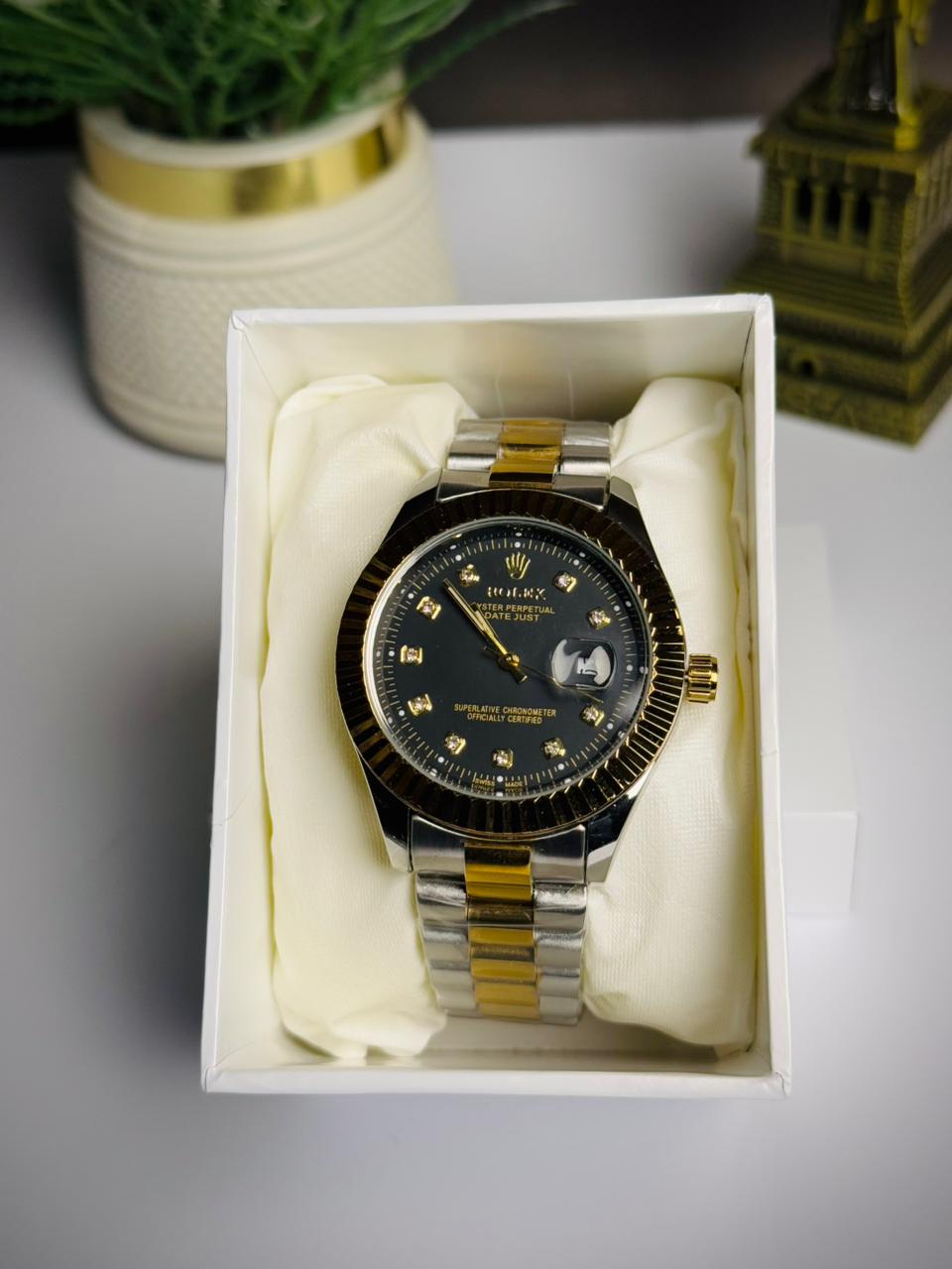 Rolex truetone with Black dial swiss movement