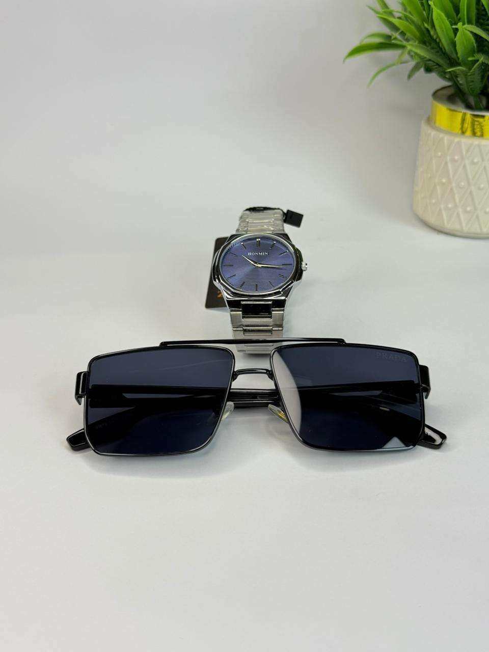 Prada Glasses+ Watch With Blue dail