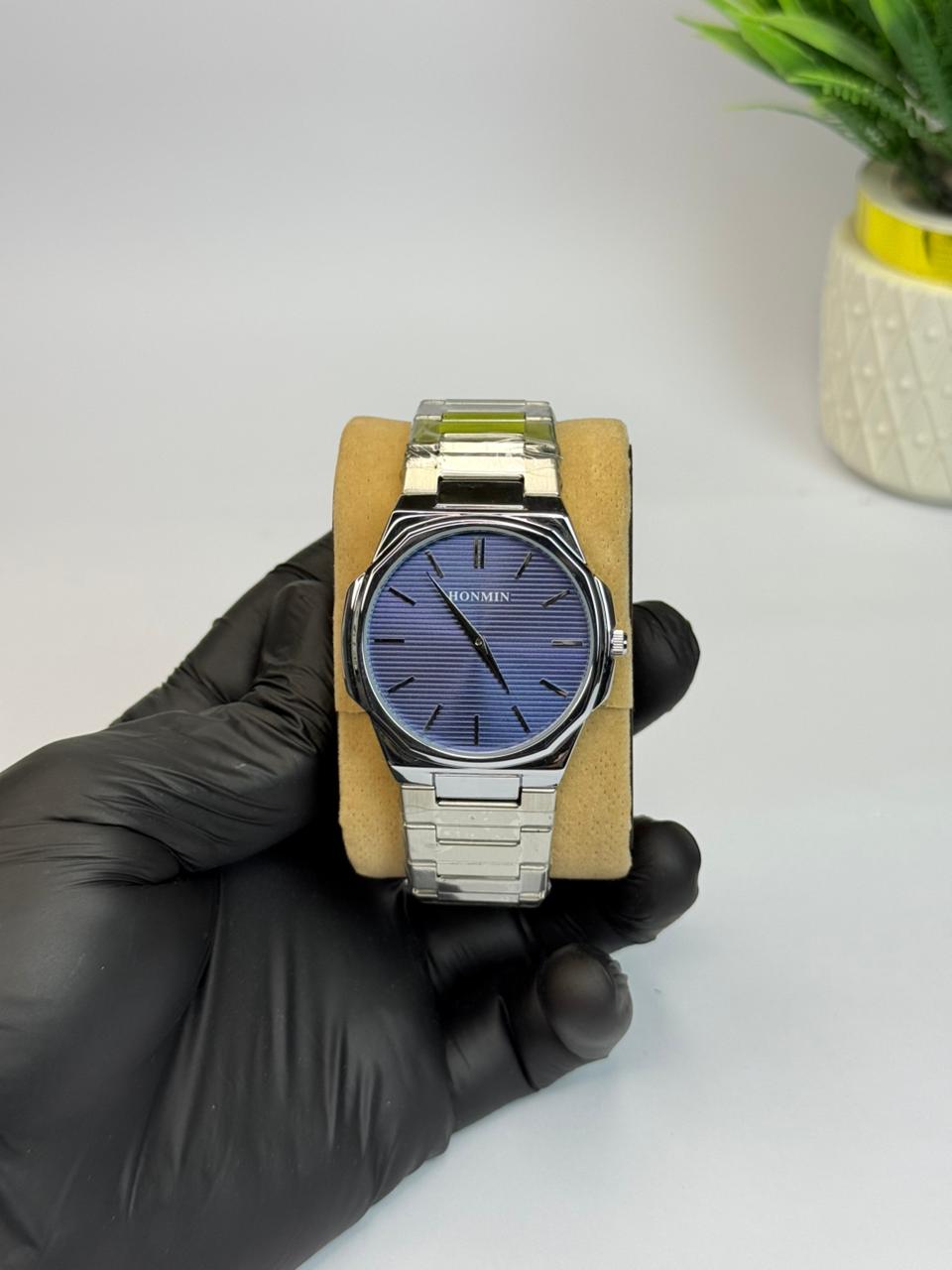 Honmin Watch with blue dail And water Resistance